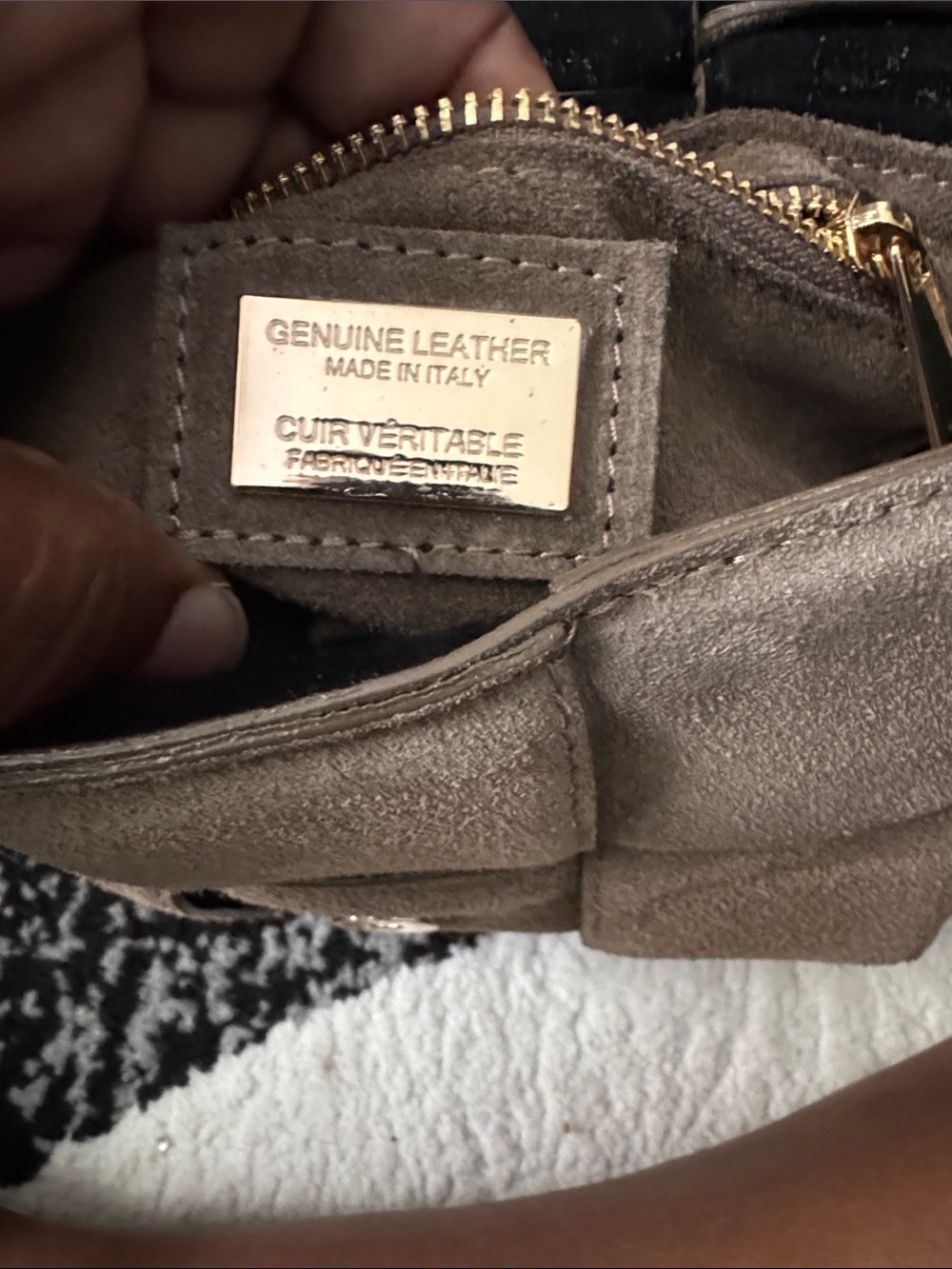 Suede Woven Crossbody Bag in Olive - Picture 5 of 6